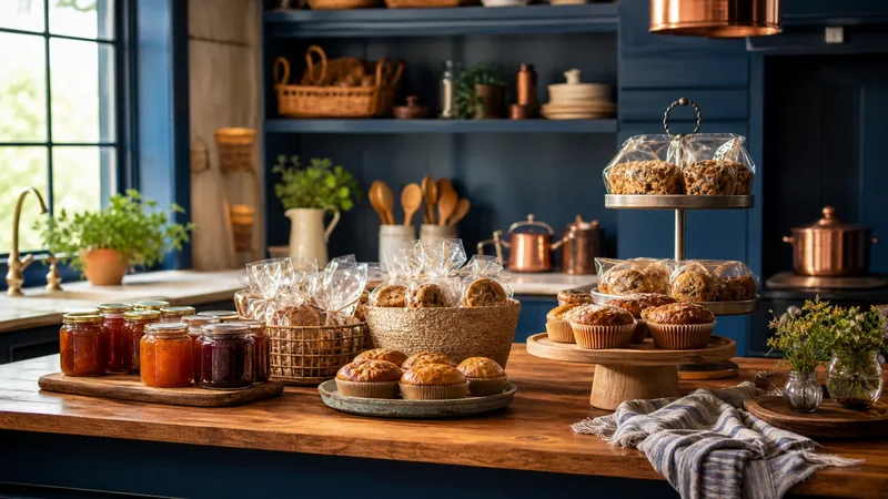 Home kitchen counter with jars and baked goods ready for market, How to Start a Cottage Food Business in Washington