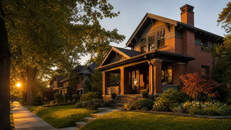 Brick craftsman house on a tree-lined street in golden light, How to Start a Home Inspection Business in Washington