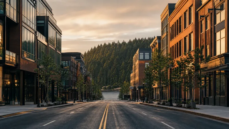 Pacific Northwest harbor city street of mid-rise buildings with a ferry-free waterfront and evergreen hills, Seattle Business License 2026
