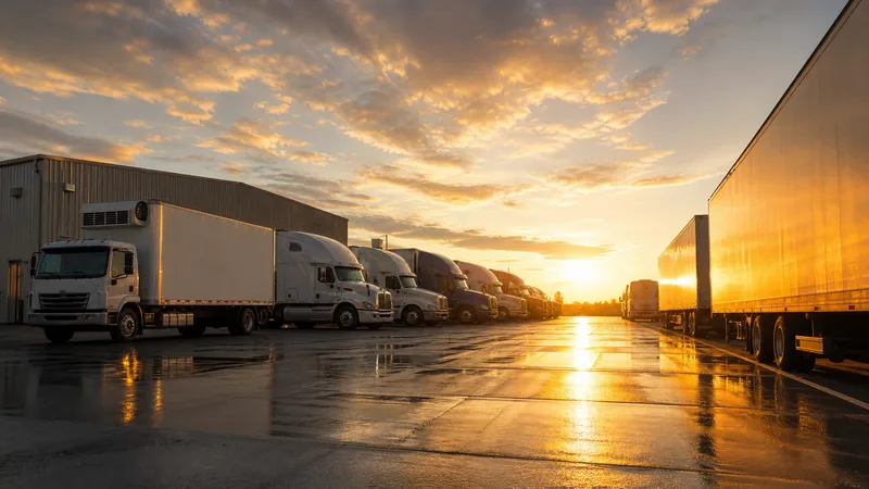 Box trucks and semis at a logistics yard, How to Start a Moving Company in Washington